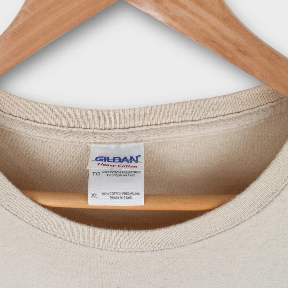 Vintage Big Lebowski Vitruvian Dude T-Shirt XL Gildan Cotton Beige Movie Tee - Picture 4 of 5